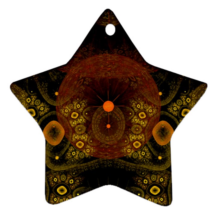 Fractal Yellow Design On Black Star Ornament (Two Sides)