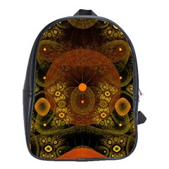 Fractal Yellow Design On Black School Bags (xl) 