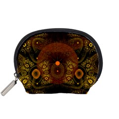 Fractal Yellow Design On Black Accessory Pouches (small) 