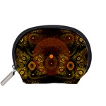 Fractal Yellow Design On Black Accessory Pouches (Small)  Front