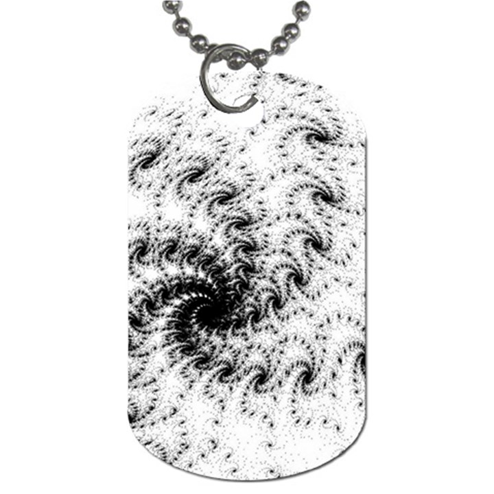 Fractal Black Spiral On White Dog Tag (One Side)