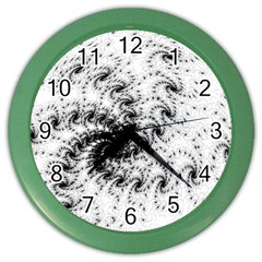 Fractal Black Spiral On White Color Wall Clocks by Amaryn4rt