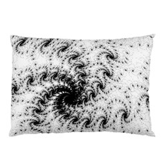 Fractal Black Spiral On White Pillow Case by Amaryn4rt