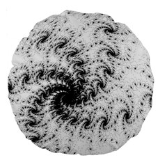 Fractal Black Spiral On White Large 18  Premium Round Cushions