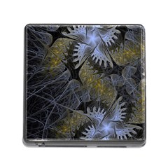 Fractal Wallpaper With Blue Flowers Memory Card Reader (square) by Amaryn4rt