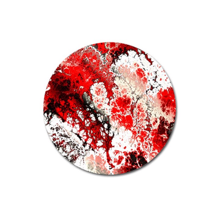 Red Fractal Art Magnet 3  (Round)