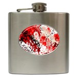 Red Fractal Art Hip Flask (6 oz) Front