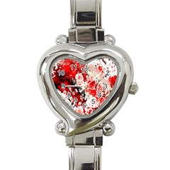 Red Fractal Art Heart Italian Charm Watch by Amaryn4rt