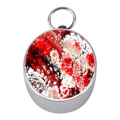 Red Fractal Art Mini Silver Compasses by Amaryn4rt