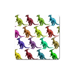 Multicolor Dinosaur Background Square Magnet by Amaryn4rt