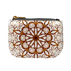 Golden Filigree Flake On White Mini Coin Purses by Amaryn4rt