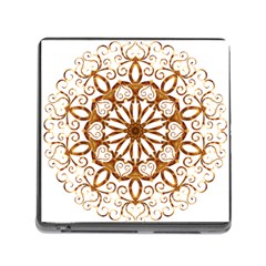 Golden Filigree Flake On White Memory Card Reader (square) by Amaryn4rt