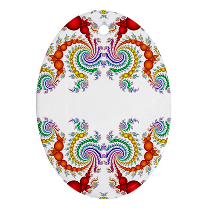 Fractal Kaleidoscope Of A Dragon Head Oval Ornament (Two Sides)