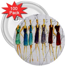 Fashion Sketch  3  Buttons (100 Pack)  by Valentinaart