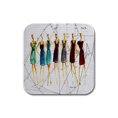 Fashion Sketch  Rubber Square Coaster (4 Pack)  by Valentinaart