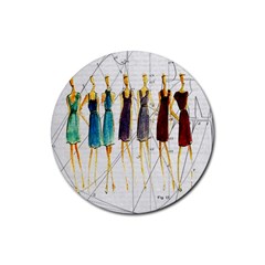 Fashion Sketch  Rubber Round Coaster (4 Pack)  by Valentinaart
