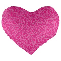 Pink Pattern Large 19  Premium Heart Shape Cushions by Valentinaart