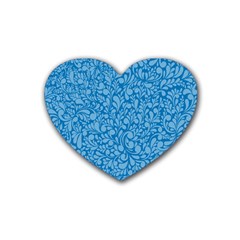 Blue Pattern Rubber Coaster (heart) 