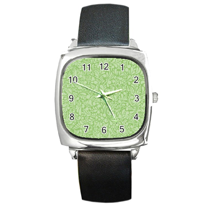 Green pattern Square Metal Watch