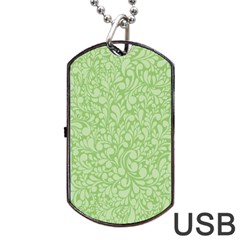 Green Pattern Dog Tag Usb Flash (one Side) by Valentinaart