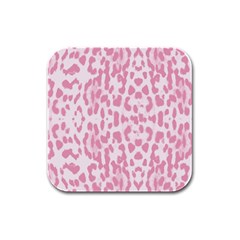 Leopard Pink Pattern Rubber Square Coaster (4 Pack)  by Valentinaart