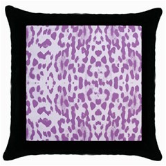 Purple Leopard Pattern Throw Pillow Case (black) by Valentinaart