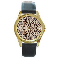 Leopard pattern Round Gold Metal Watch