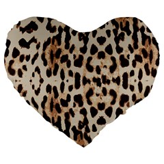 Leopard pattern Large 19  Premium Heart Shape Cushions