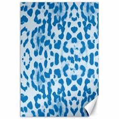 Blue Leopard Pattern Canvas 12  X 18   by Valentinaart