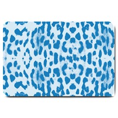 Blue Leopard Pattern Large Doormat  by Valentinaart