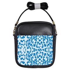 Blue Leopard Pattern Girls Sling Bags by Valentinaart