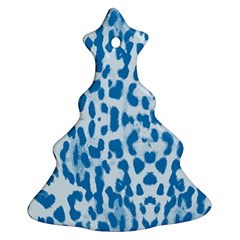 Blue Leopard Pattern Christmas Tree Ornament (two Sides) by Valentinaart