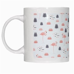 Cute Flamingos And  Leaves Pattern White Mugs by TastefulDesigns