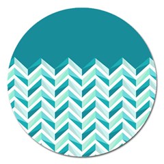 Zigzag Pattern In Blue Tones Magnet 5  (round) by TastefulDesigns