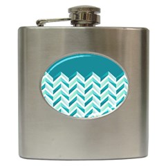 Zigzag Pattern In Blue Tones Hip Flask (6 Oz) by TastefulDesigns