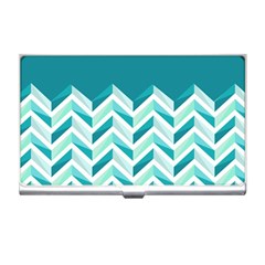 Zigzag Pattern In Blue Tones Business Card Holders by TastefulDesigns