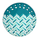Zigzag pattern in blue tones Ornament (Round Filigree) Front