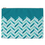 Zigzag pattern in blue tones Cosmetic Bag (XXL)  Front