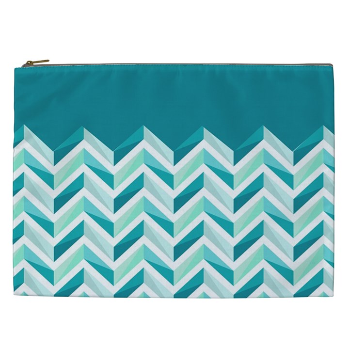 Zigzag pattern in blue tones Cosmetic Bag (XXL) 