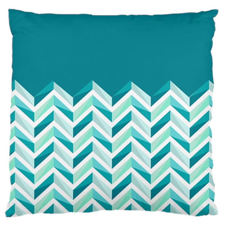 Zigzag pattern in blue tones Large Flano Cushion Case (One Side)