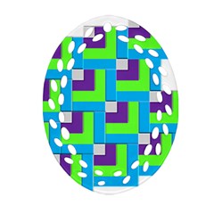 Geometric 3d Mosaic Bold Vibrant Oval Filigree Ornament (two Sides) by Amaryn4rt