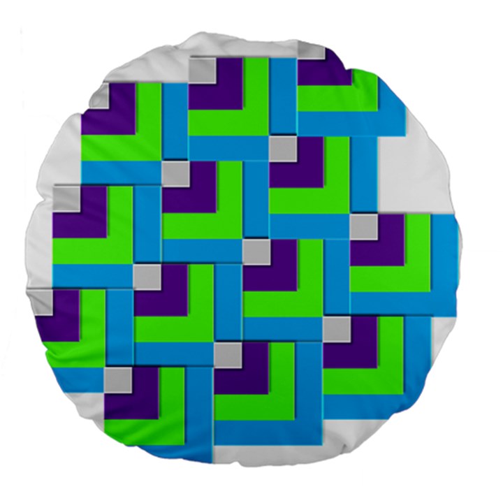Geometric 3d Mosaic Bold Vibrant Large 18  Premium Flano Round Cushions