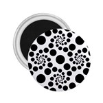 Dot Dots Round Black And White 2.25  Magnets Front