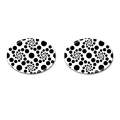 Dot Dots Round Black And White Cufflinks (oval) by Amaryn4rt