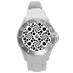 Dot Dots Round Black And White Round Plastic Sport Watch (l) by Amaryn4rt