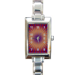 Retro Circle Lines Rays Orange Rectangle Italian Charm Watch by Amaryn4rt