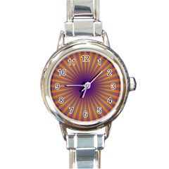 Retro Circle Lines Rays Orange Round Italian Charm Watch