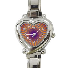 Retro Circle Lines Rays Orange Heart Italian Charm Watch by Amaryn4rt