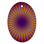 Retro Circle Lines Rays Orange Oval Ornament (Two Sides) Back