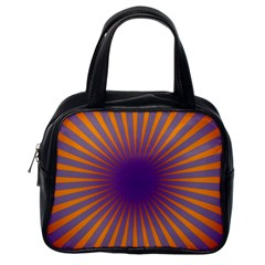 Retro Circle Lines Rays Orange Classic Handbags (one Side) by Amaryn4rt